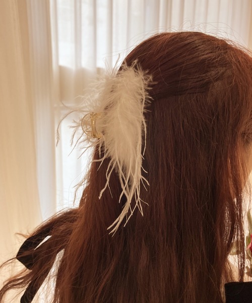 WEGO（ウィゴー）の「WEGO/フェザーバンスクリップ（バレッタ/ヘアクリップ・レディース・ホワイト/ブラック・FREE）」の2枚目の写真