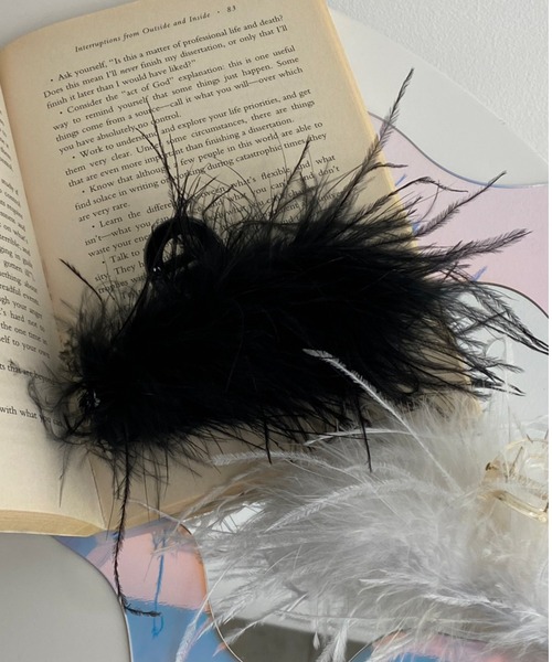 WEGO（ウィゴー）の「WEGO/フェザーバンスクリップ（バレッタ/ヘアクリップ・レディース・ホワイト/ブラック・FREE）」の5枚目の写真