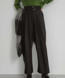 ベルト付きタックワイドパンツ