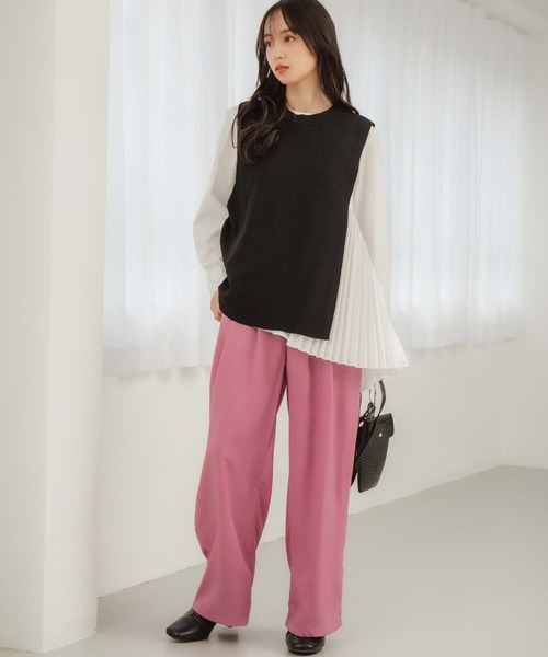fifth（フィフス）の「ベルト付きタックワイドパンツ（その他パンツ・レディース・ピンク/ブラック/ブルー・M）」の4枚目の写真