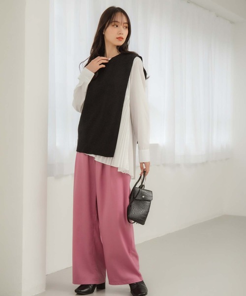 ワイドパンツ   タックパンツ別売り セール】【S・M・Lサイズ展開】ツータックワイドパンツ