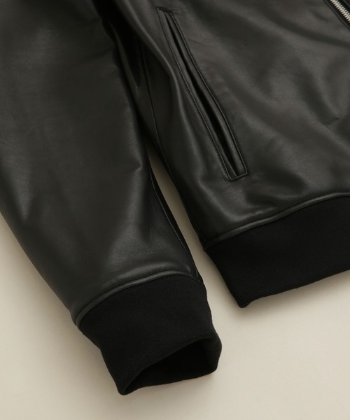 NANO universe（ナノユニバース）の「LB.04/ハイネックレザーライダース（ライダースジャケット・メンズ・ブラック・S/M/L）」の9枚目の写真