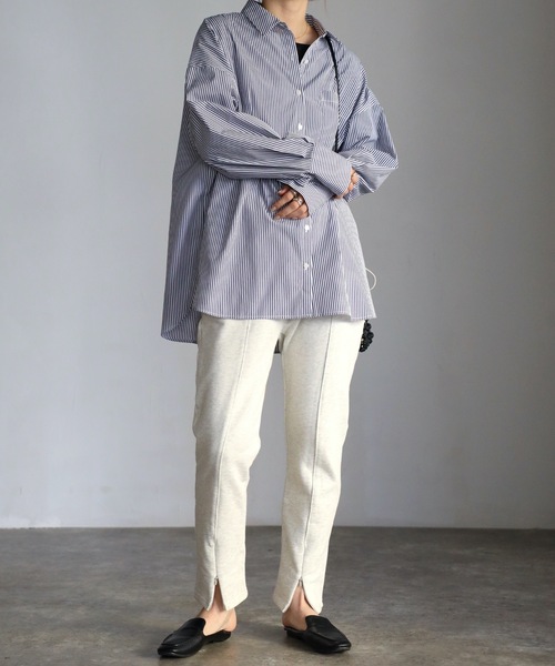 ap retro（アプレトロ）の「ストライプビックシャツ オーバーシャツ（シャツ/ブラウス・レディース・ブルー/グリーン/ピンク・FREE）」の17枚目の写真