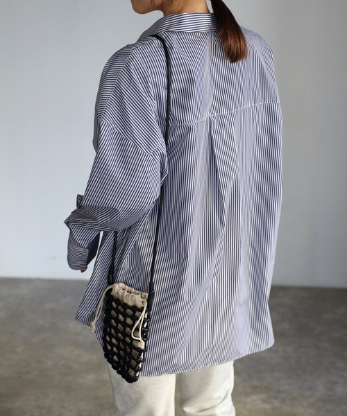 ap retro（アプレトロ）の「ストライプビックシャツ オーバーシャツ（シャツ/ブラウス・レディース・ブルー/グリーン/ピンク・FREE）」の16枚目の写真
