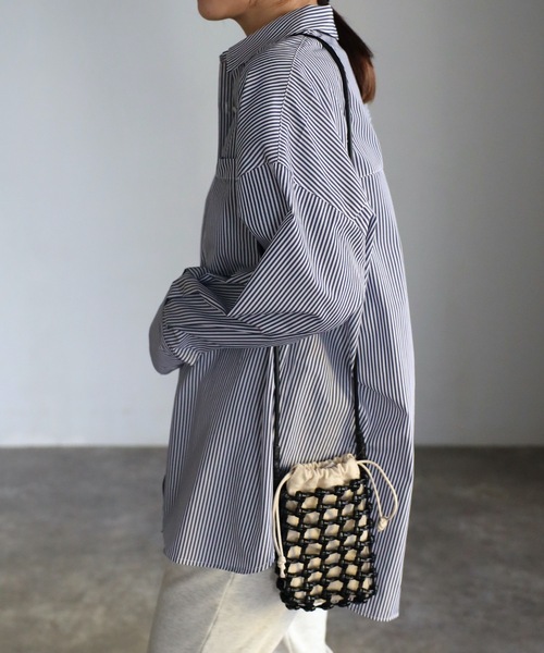 ap retro（アプレトロ）の「ストライプビックシャツ オーバーシャツ（シャツ/ブラウス・レディース・ブルー/グリーン/ピンク・FREE）」の15枚目の写真