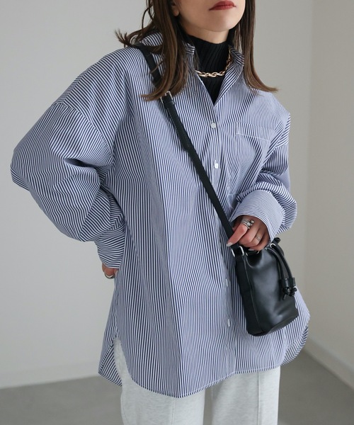 ap retro（アプレトロ）の「ストライプビックシャツ オーバーシャツ（シャツ/ブラウス・レディース・ブルー/グリーン/ピンク・FREE）」の20枚目の写真