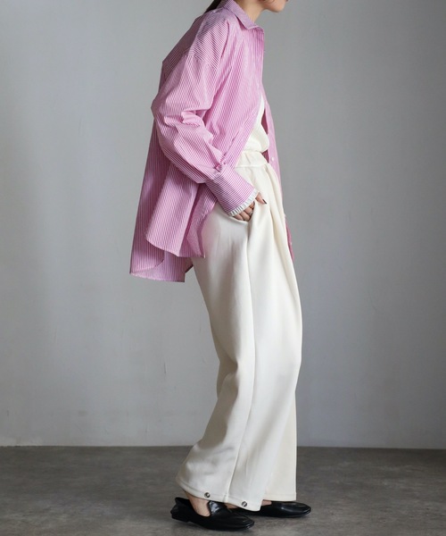 430×ANIECA ストライプビッグシャツ pink 430×ANIECA ストライプビッグ