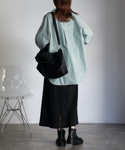 ap retro（アプレトロ）の「ストライプビックシャツ オーバーシャツ（シャツ/ブラウス・レディース・ブルー/グリーン/ピンク・FREE）」の11枚目の写真