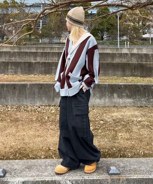 sedacle（セダクル）の「オーバーストライプニットカーディガン（カーディガン/ボレロ・メンズ・ブラック/ブルー系その他・MEDIUM/LARGE）」の8枚目の写真