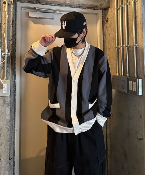 sedacle（セダクル）の「オーバーストライプニットカーディガン（カーディガン/ボレロ・メンズ・ブラック/ブルー系その他・MEDIUM/LARGE）」の13枚目の写真