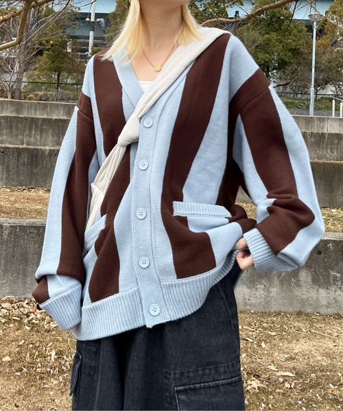 sedacle（セダクル）の「オーバーストライプニットカーディガン（カーディガン/ボレロ・メンズ・ブラック/ブルー系その他・MEDIUM/LARGE）」の15枚目の写真