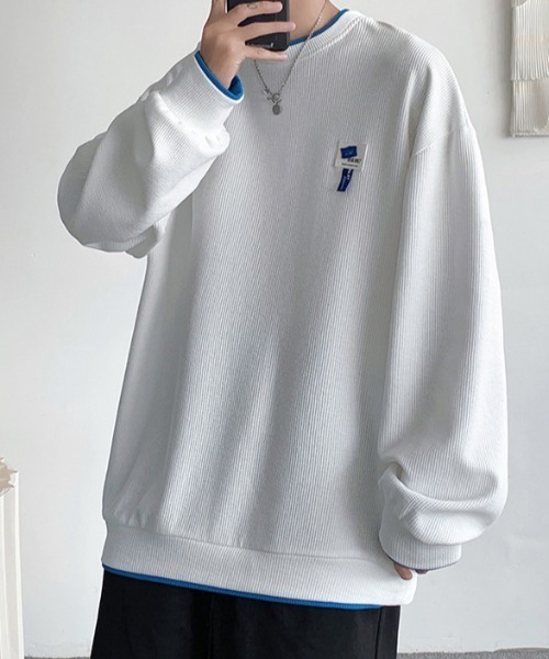 MGV(エムジーヴィー)の「ワンポイントワッフルロングTシャツ(スウェット・メンズ・ホワイト/ブルー/グリーン/グレー/ブラック・LARGE/MEDIUM/X-LARGE)」の2枚目の写真