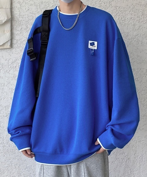 MGV(エムジーヴィー)の「ワンポイントワッフルロングTシャツ(スウェット・メンズ・ホワイト/ブルー/グリーン/グレー/ブラック・LARGE/MEDIUM/X-LARGE)」の7枚目の写真