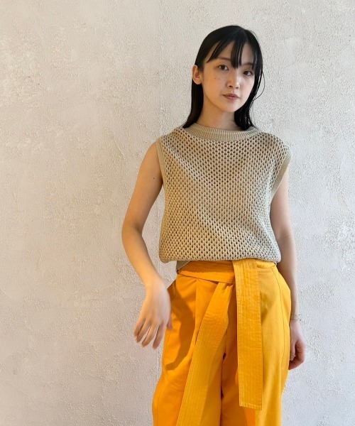 emmi atelier】ノースリーブメッシュニット（ニット/セーター