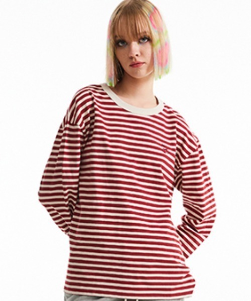 tシャツ KIRSH CHERRY STRIPE LONG SLEEVE T-SHIRT/キルシーチェリーストライプロングスリーブTシャツ レディース KIRSH（キルシー）の「KIRSH CHERRY STRIPE LONG SLEEVE T-SHIRT
