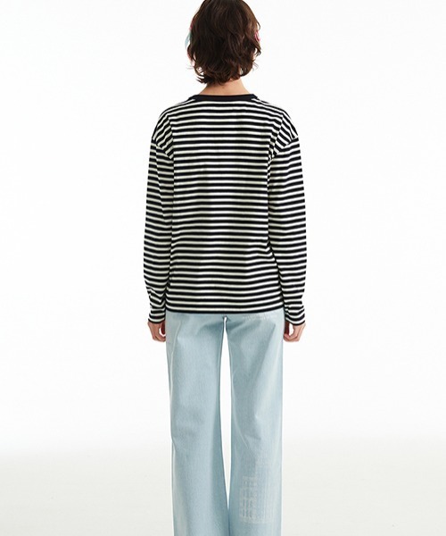 tシャツ KIRSH BIG DOODLE CHERRY  HIGH NECK STRIPE T-SHIRT ストライプ ハイネックロンT レディース セール】KIRSH BIG DOODLE CHERRY HIGH NECK STRIPE T-SHIRT