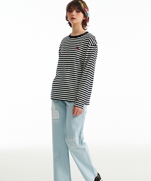 セール】KIRSH CHERRY STRIPE LONG SLEEVE T-SHIRT/キルシー