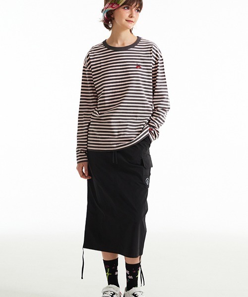 セール】KIRSH CHERRY STRIPE LONG SLEEVE T-SHIRT/キルシー