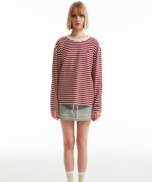 セール】KIRSH CHERRY STRIPE LONG SLEEVE T-SHIRT/キルシー