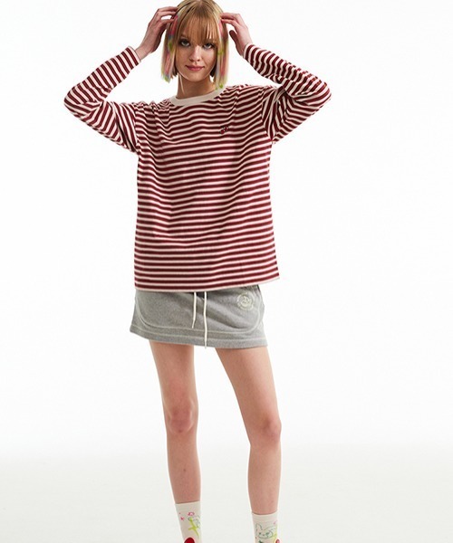 KIRSH(キルシー)の「KIRSH CHERRY STRIPE LONG SLEEVE T-SHIRT/キルシーチェリーストライプロングスリーブTシャツ(Tシャツ/カットソー・レディース・レッド/ピンク/ブラック・ONE SIZE)」の10枚目の写真