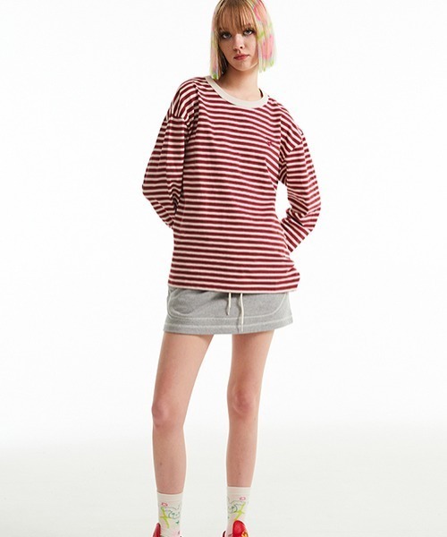 KIRSH(キルシー)の「KIRSH CHERRY STRIPE LONG SLEEVE T-SHIRT/キルシーチェリーストライプロングスリーブTシャツ(Tシャツ/カットソー・レディース・レッド/ピンク/ブラック・ONE SIZE)」の14枚目の写真