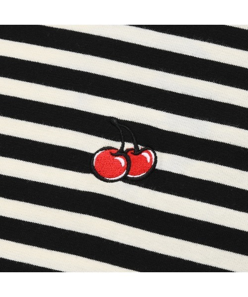 KIRSH(キルシー)の「KIRSH CHERRY STRIPE LONG SLEEVE T-SHIRT/キルシーチェリーストライプロングスリーブTシャツ(Tシャツ/カットソー・レディース・レッド/ピンク/ブラック・ONE SIZE)」の8枚目の写真