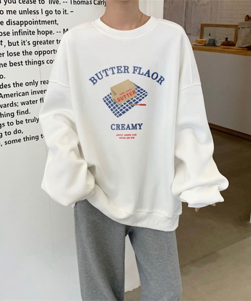 LYEON(リヨン)の「BUTTERイラストプルオーバー(スウェット・レディース・ブラック/ホワイト・FREE)」の10枚目の写真