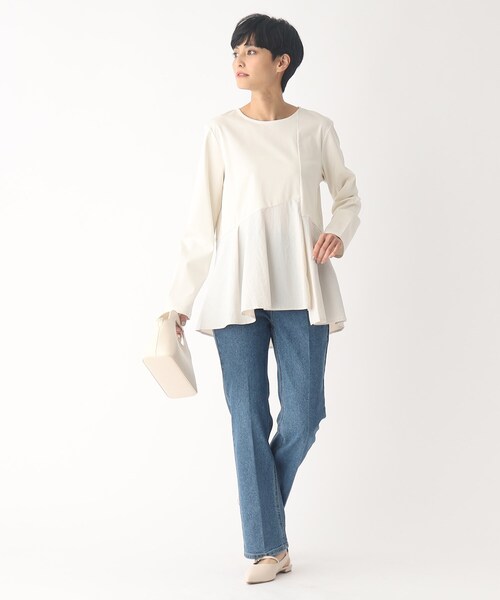 OPAQUE.CLIP(オペークドットクリップ)の「◆オーガニックコットン混デニム 202フレアパンツ(デニムパンツ・レディース・ブルー/ダークネイビー/グレー系その他・36/38/40/34/42)」の5枚目の写真