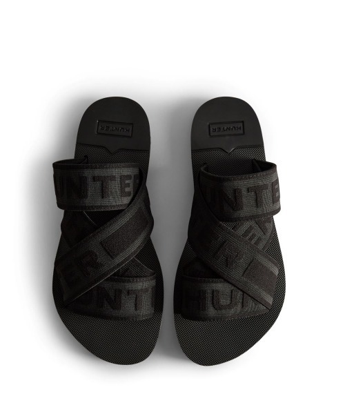HUNTER(ハンター)の「レディース ロゴ エラスティック クロスオーバー スライド(サンダル・レディース・ホワイト/ブラック・UK3/UK4/UK5/UK6)」の2枚目の写真
