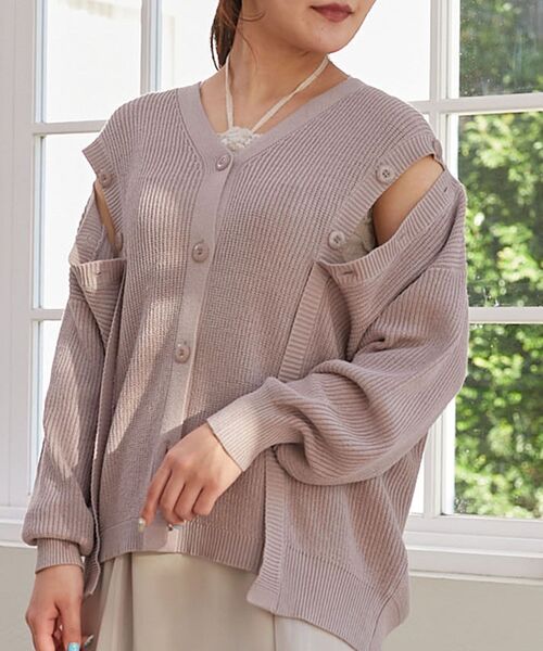 MAJESTIC LEGON（マジェスティックレゴン）の「2wayデザインミディカーディガン（ニット/セーター・レディース・ブルー/アイボリー/グレイッシュベージュ/オレンジ・MEDIUM）」の3枚目の写真