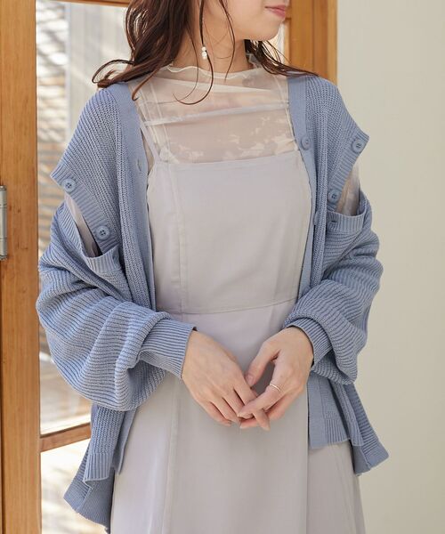 MAJESTIC LEGON（マジェスティックレゴン）の「2wayデザインミディカーディガン（ニット/セーター・レディース・ブルー/アイボリー/グレイッシュベージュ/オレンジ・MEDIUM）」の10枚目の写真