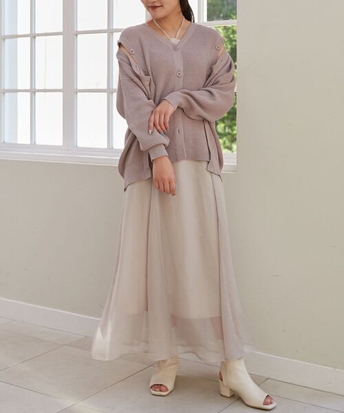 MAJESTIC LEGON（マジェスティックレゴン）の「2wayデザインミディカーディガン（ニット/セーター・レディース・ブルー/アイボリー/グレイッシュベージュ/オレンジ・MEDIUM）」の20枚目の写真