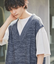 メランジVネックルーズニットベスト