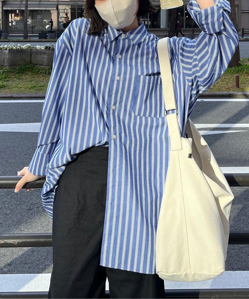 CPCM（シーピーシーエム）の「綿タッチブロードシャツ（シャツ/ブラウス・メンズ・オフホワイト/ブルー/ブルー系その他・MEDIUM/LARGE）」の3枚目の写真