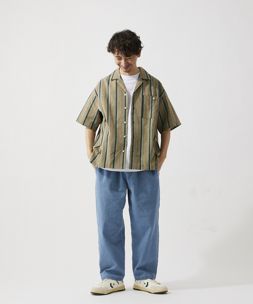 JOURNAL STANDARD relume（ジャーナルスタンダード　レリューム）の「カラーストライプ ドビーオープンカラー半袖シャツ（シャツ/ブラウス・メンズ・ライトイエロー/ライトグリーン/ボルドー・MEDIUM/LARGE）」の4枚目の写真