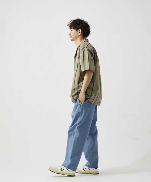 JOURNAL STANDARD relume（ジャーナルスタンダード　レリューム）の「カラーストライプ ドビーオープンカラー半袖シャツ（シャツ/ブラウス・メンズ・ライトイエロー/ライトグリーン/ボルドー・MEDIUM/LARGE）」の6枚目の写真