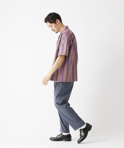 JOURNAL STANDARD relume（ジャーナルスタンダード　レリューム）の「カラーストライプ ドビーオープンカラー半袖シャツ（シャツ/ブラウス・メンズ・ライトイエロー/ライトグリーン/ボルドー・MEDIUM/LARGE）」の9枚目の写真