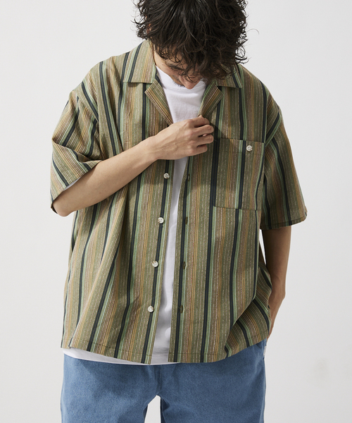 JOURNAL STANDARD relume（ジャーナルスタンダード　レリューム）の「カラーストライプ ドビーオープンカラー半袖シャツ（シャツ/ブラウス・メンズ・ライトイエロー/ライトグリーン/ボルドー・MEDIUM/LARGE）」の15枚目の写真