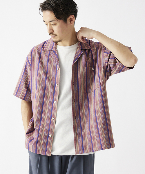 JOURNAL STANDARD relume（ジャーナルスタンダード　レリューム）の「カラーストライプ ドビーオープンカラー半袖シャツ（シャツ/ブラウス・メンズ・ライトイエロー/ライトグリーン/ボルドー・MEDIUM/LARGE）」の17枚目の写真