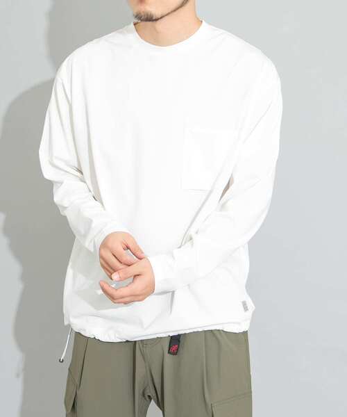 EKAL（エカル）の「エンブロイダリーワッペンロングスリーブTシャツ（Tシャツ/カットソー・メンズ・グレー/オフホワイト・MEDIUM/LARGE）」の2枚目の写真