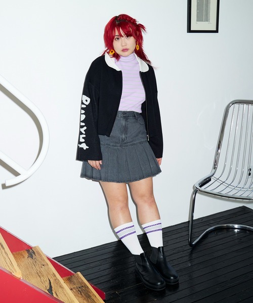 PUNYUS（プニュズ）の「スリーブロゴニットブルゾン（ブルゾン・レディース・パープル/ブラック・4/3）」の21枚目の写真