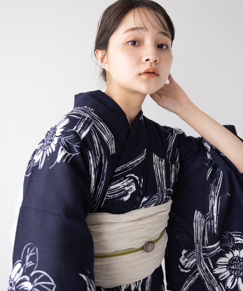 ゆかた館グレース（ユカタカングレース）の「こだわり浴衣５点セット（浴衣・レディース・ピンク/ホワイト/カーキ/サックスブルー/ライトブルー/クリーム/ネイビー/パープル/ライトグレー/グリーン/ブルー/ピンク系/レッド系/ダークブルー/ホワイト系/ダークネイビー/ネイビー系1/ネイビー系/グリーン系・SMALL/MEDIUM）」の13枚目の写真