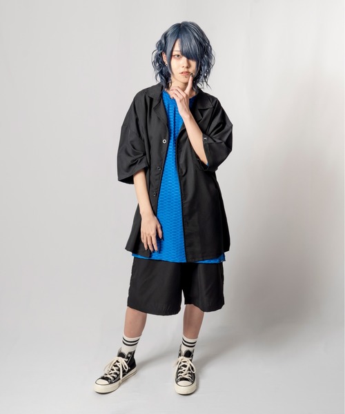 新品　ラッセルノ　セットアップ　ハーフパンツ　ハーフジップシャツ　ブラック　4 新品 ラッセルノ セットアップ ハーフパンツ ハーフジップシャツ