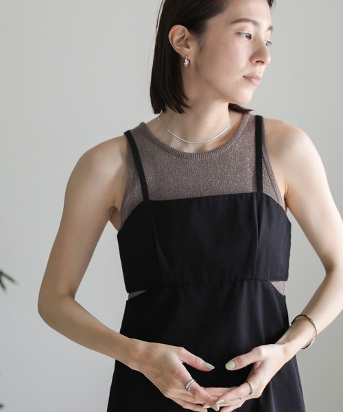 select MOCA(セレクトモカ)の「サイドカットアウトキャミソールワンピース(ワンピース・レディース・ダークグレー/ライトベージュ/ブラック・FREE)」の16枚目の写真
