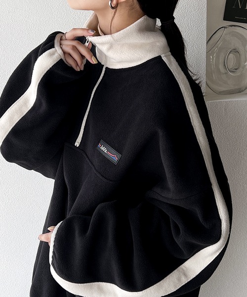 Java(ジャバ)の「《Javaジャバコラボ》高見えラバーロゴ。冬に大活躍!ラフでお洒落な大人の配色フリースハーフジッププルオーバー(スウェット・レディース・ネイビー/ブラウン/アイボリー/オレンジ/ブラック・LARGE/MEDIUM/SMALL/X-LARGE)」の20枚目の写真