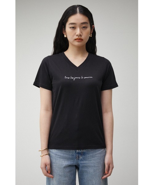 AZUL by moussy(アズールバイマウジー)の「FRONT MESSAGE LOGO PRINT Tシャツ/フロントメッセージロゴプリントTシャツ(Tシャツ/カットソー・レディース・オレンジ/ダークグリーン/ブラック/ホワイト・MEDIUM/SMALL)」の17枚目の写真
