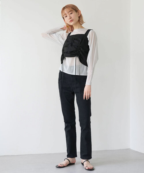 SLOBE citron.（スローブシトロン）の「SLOBE citron. ドロストデザインビスチェ（ベスト・レディース・ブラック・FREE）」の9枚目の写真