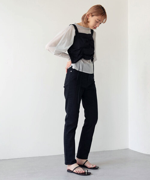 SLOBE citron.（スローブシトロン）の「SLOBE citron. ドロストデザインビスチェ（ベスト・レディース・ブラック・FREE）」の15枚目の写真