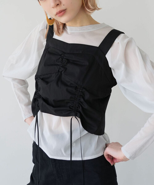 SLOBE citron.（スローブシトロン）の「SLOBE citron. ドロストデザインビスチェ（ベスト・レディース・ブラック・FREE）」の18枚目の写真