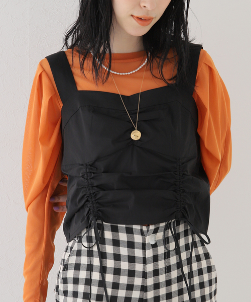 SLOBE citron.（スローブシトロン）の「SLOBE citron. ドロストデザインビスチェ（ベスト・レディース・ブラック・FREE）」の10枚目の写真